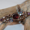 Vintage Pin Ruby Pink And Iridescent Stone