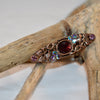 Vintage Pin Ruby Pink And Iridescent Stone