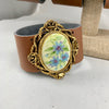 Cherish the Past with Antique Ceramic Pins over Leather Bracelets