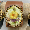 Cherish the Past with Antique Ceramic Pins over Leather Bracelets