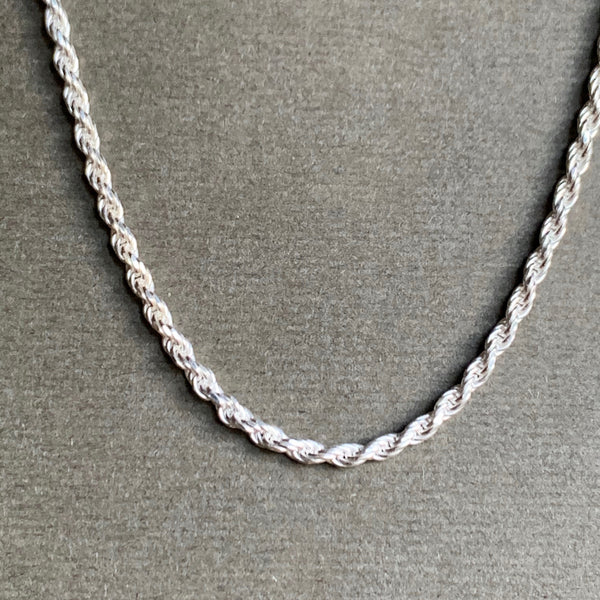 Vintage Sterling Silver 20" Rope Chain