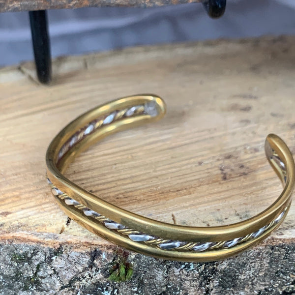 Red Brass and Silver Cuff for small wrist