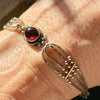 Bugle Bean Sterling Silver With Red Garnet Setting