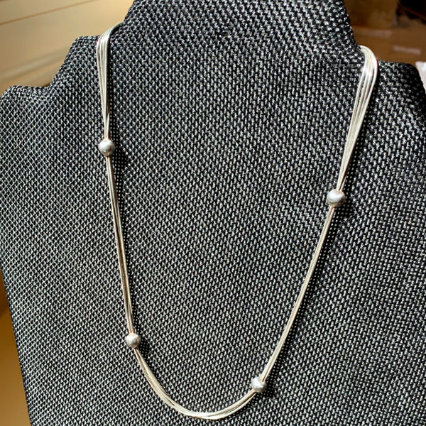 Sterling Silver Necklace Multiple Strands with Beads