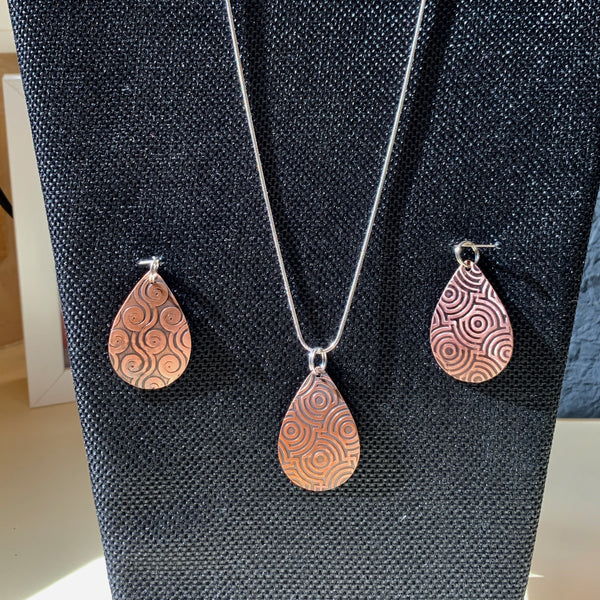 Copper Teardrop Pendants Swirls