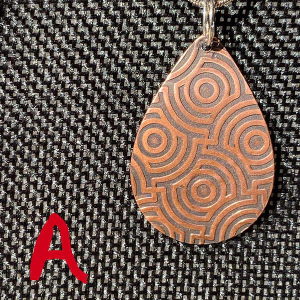 Copper Teardrop Pendants Swirls