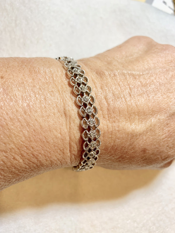 Vintage Sterling Silver Diamond Cut  Bracelet