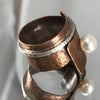 Copper with silver and faux pearl ring